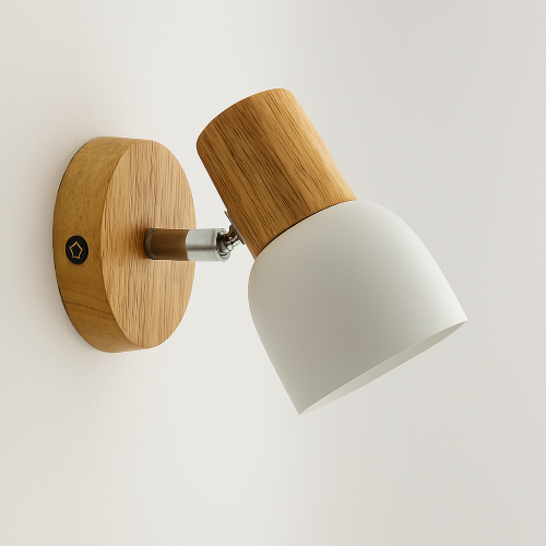 Wall light. Mini White Wood Detailed E27 LMD-3064 :H1