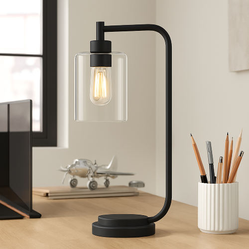 Table lamp. Black Thin Glass E27 LMD-6270 A3: